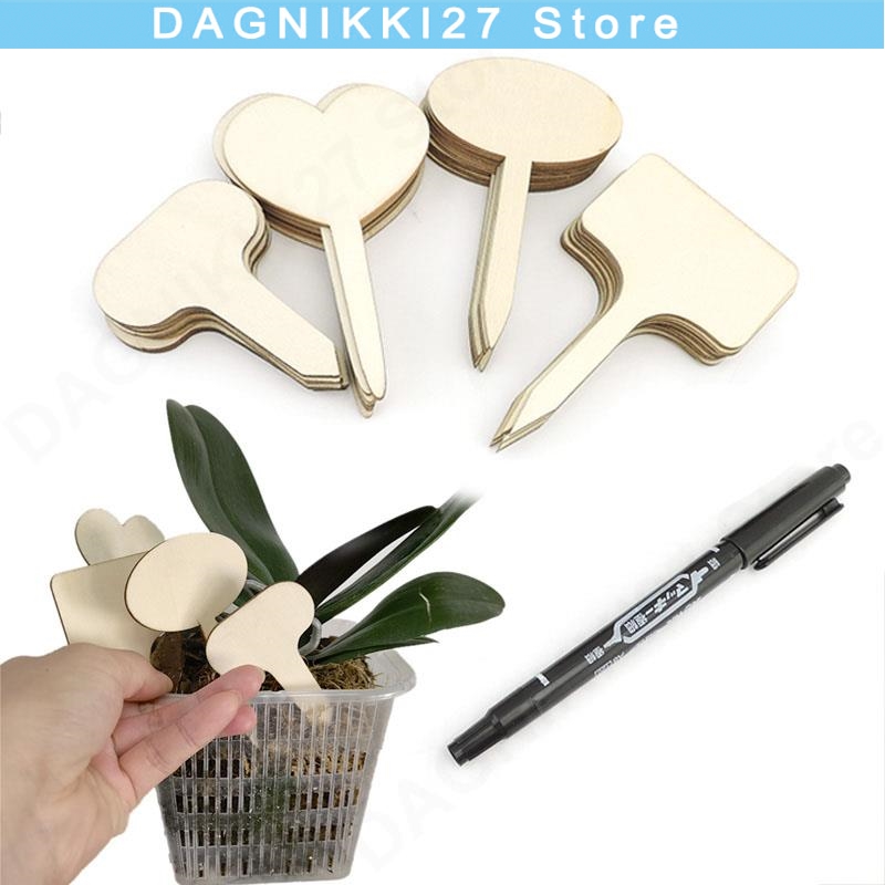 Gardening Tools Labeled - 10x T-Type Wooden Plant Labels Eco-Friendly