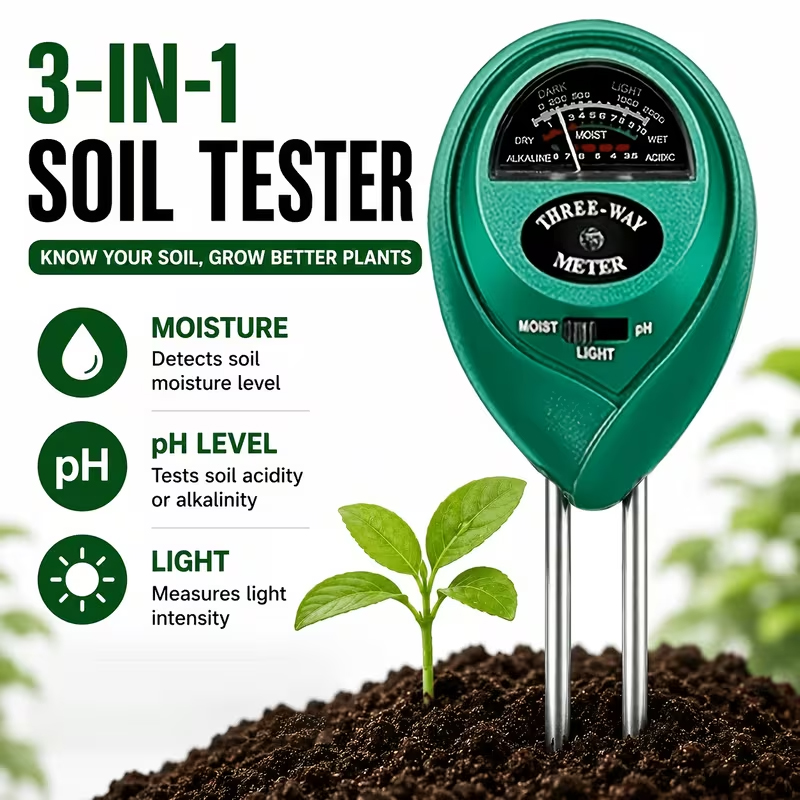 Gardening Tools And Equipment - 3-in-1 Soil Tester (Moisture, PH, and